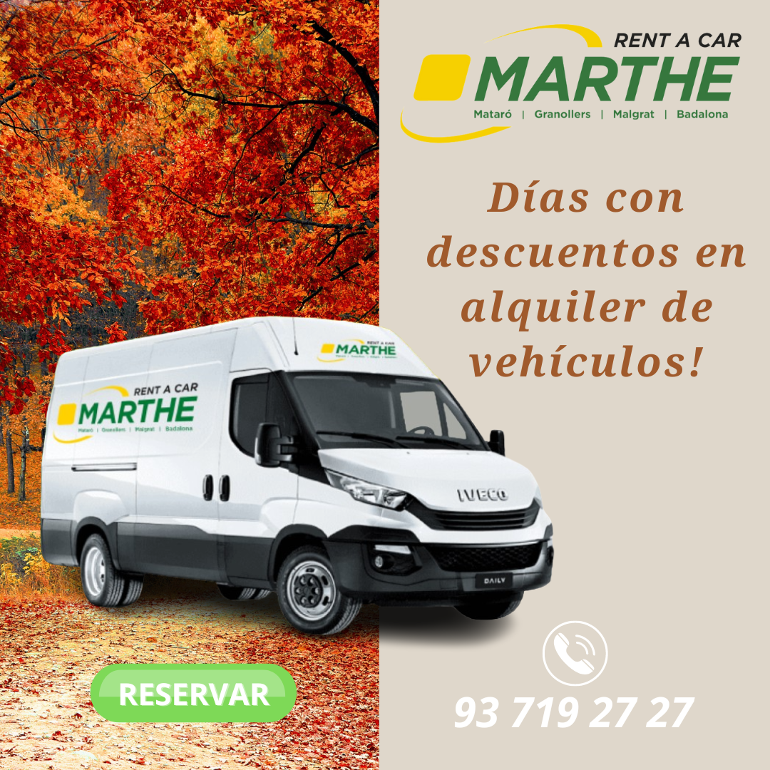 Promociones rent a car otoño 2022|Grupo Marthe | Autotaller y alquiler de coches, furgonetas y camiones en el Maresme